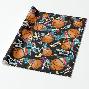 Basketball in een partijdig Pet   Gepersonaliseerd Cadeaupapier
