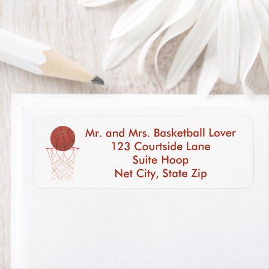 Basketball in het Hoop Net het Schilderen Adres Etiket (Insitu)
