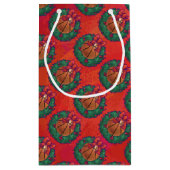 Basketball in Holly Wreater Pattern op Red Klein Cadeauzakje (Achterkant)