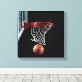 Basketball in Hoop Canvas Afdruk (Insitu (Houten vloer))