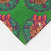 Basketball in kerstmis Wreath Fleece Deken (Hoek)
