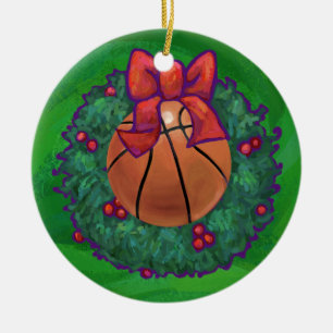 Basketball in kerstmis Wreath Keramisch Ornament