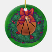 Basketball in kerstmis Wreath Keramisch Ornament (Achterkant)