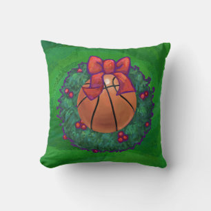 Basketball in kerstmis Wreath Kussen