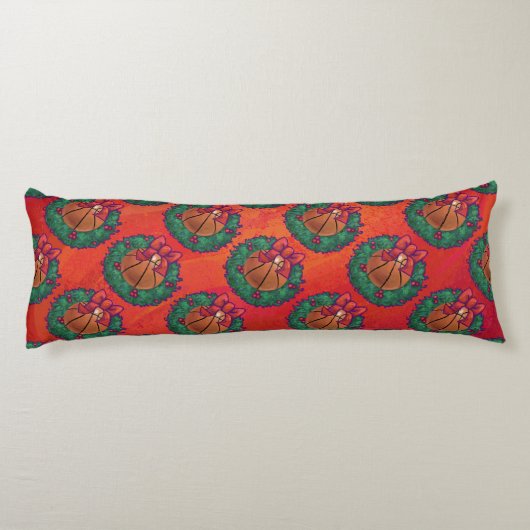 Basketball in kerstmis Wreath Lichaamskussen (Achterkant)