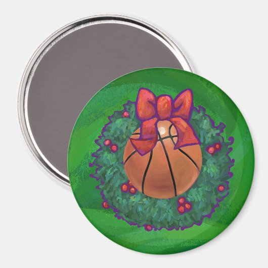 Basketball in kerstmis Wreath Magneet (Voorkant / Achterkant)