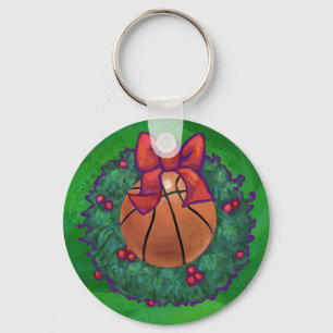 Basketball in kerstmis Wreath Sleutelhanger