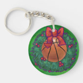 Basketball in kerstmis Wreath Sleutelhanger (Voorkant)