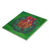 Basketball in kerstmis Wreath Tegeltje (Zijkant)