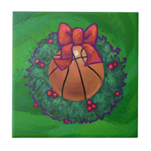 Basketball in kerstmis Wreath Tegeltje