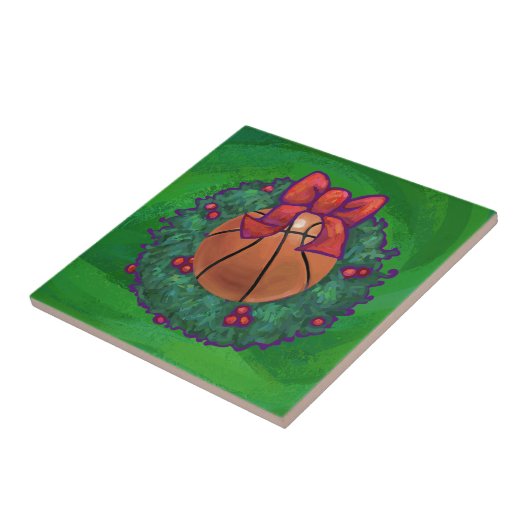 Basketball in kerstmis Wreath Tegeltje (Zijkant)