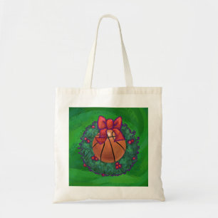 Basketball in kerstmis Wreath Tote Bag