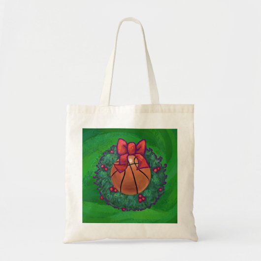 Basketball in kerstmis Wreath Tote Bag (Voorkant)