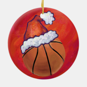 Basketball in Santa Hat Keramisch Ornament