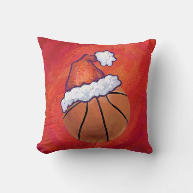 Basketball in Santa Hat Kussen (Voorkant)