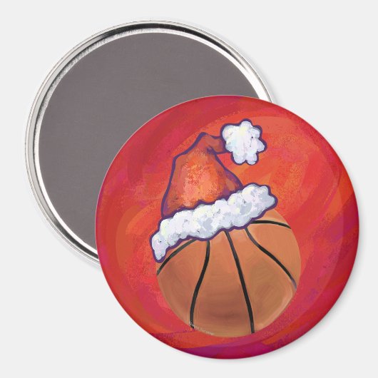 Basketball in Santa Hat Magneet (Voorkant / Achterkant)
