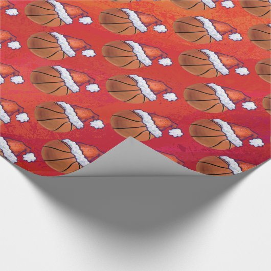 Basketball in Santa Hat Pattern Cadeaupapier (Hoek)