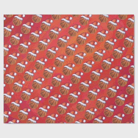 Basketball in Santa Hat Pattern Cadeaupapier (Vlak)