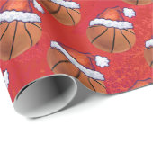 Basketball in Santa Hat Pattern Cadeaupapier (Rol Hoek)
