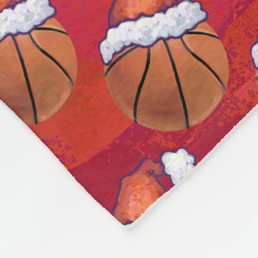 Basketball in Santa Hat Pattern Fleece Deken (Hoek)