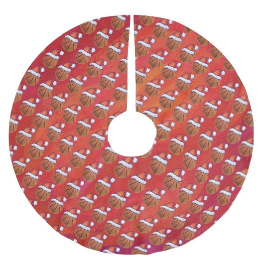 Basketball in Santa Hat Pattern Kerstboom Rok (Voorkant)