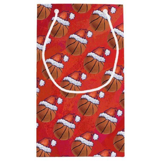 Basketball in Santa Hat Pattern Klein Cadeauzakje (Achterkant)