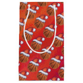 Basketball in Santa Hat Pattern Klein Cadeauzakje (Voorkant)