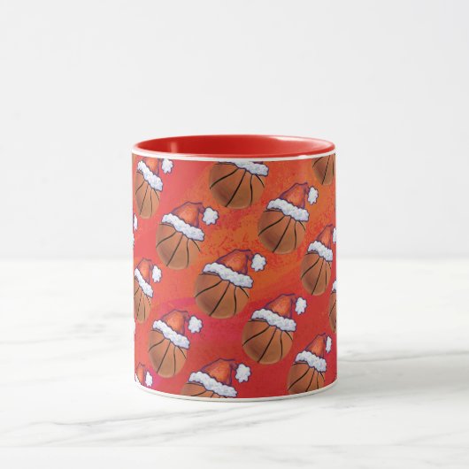 Basketball in Santa Hat Pattern Mok (Midden)