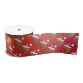 Basketball in Santa Hat Pattern Satijnen Lint (Spoel)