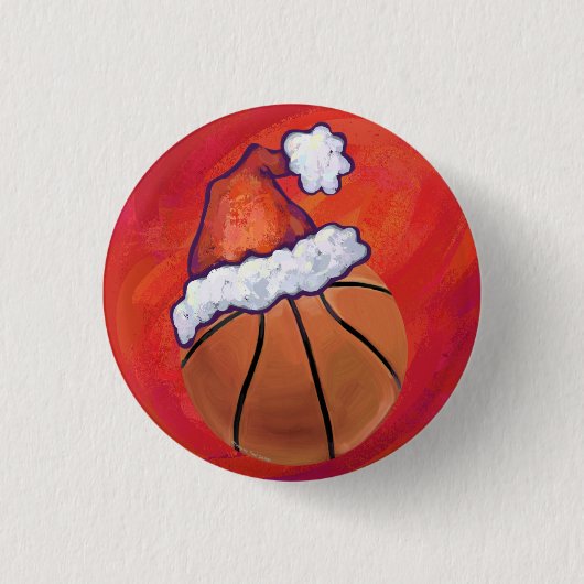 Basketball in Santa Hat Ronde Button 3,2 Cm (Voorkant)