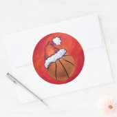 Basketball in Santa Hat Ronde Sticker (Envelop)