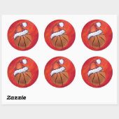 Basketball in Santa Hat Ronde Sticker (Vel)