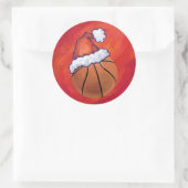 Basketball in Santa Hat Ronde Sticker (Tas)