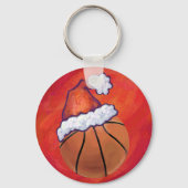 Basketball in Santa Hat Sleutelhanger (Voorkant)