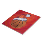 Basketball in Santa Hat Tegeltje (Zijkant)