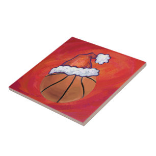 Basketball in Santa Hat Tegeltje