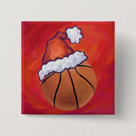 Basketball in Santa Hat Vierkante Button 5,1 Cm (Voorkant)