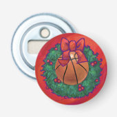 Basketball Inside Kerstmis Button Flesopener (Voorkant)