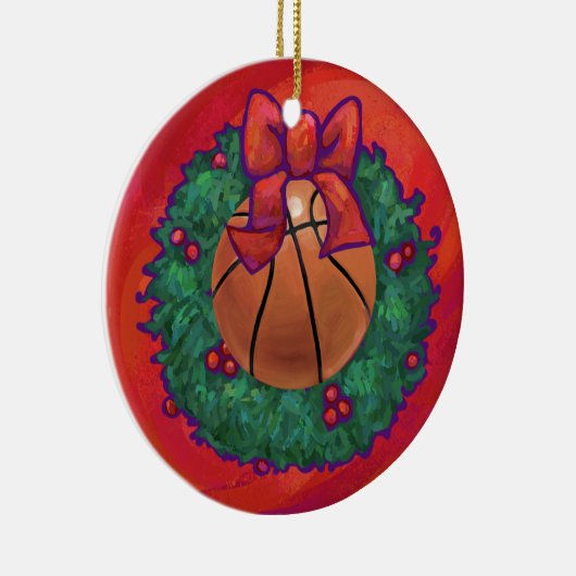 Basketball Inside Kerstmis Keramisch Ornament (Rechts)