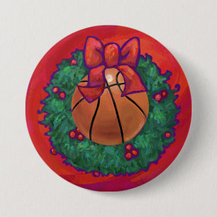 Basketball Inside Kerstmis Ronde Button 7,6 Cm