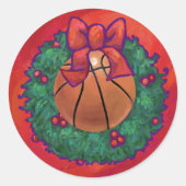Basketball Inside Kerstmis Ronde Sticker (Voorkant)