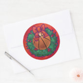 Basketball Inside Kerstmis Ronde Sticker (Envelop)