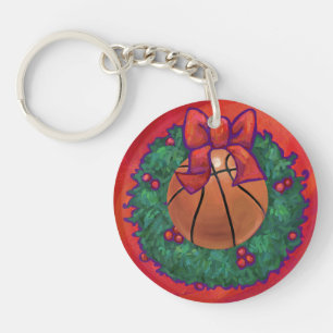 Basketball Inside Kerstmis Sleutelhanger