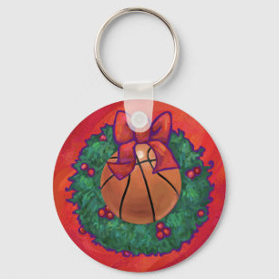Basketball Inside Kerstmis Sleutelhanger