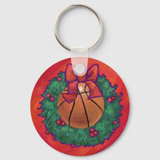 Basketball Inside Kerstmis Sleutelhanger (Voorkant)