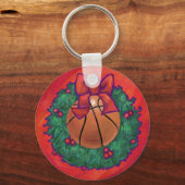 Basketball Inside Kerstmis Sleutelhanger (Voorkant)