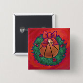 Basketball Inside Kerstmis Vierkante Button 5,1 Cm (Voorkant /achterkant)