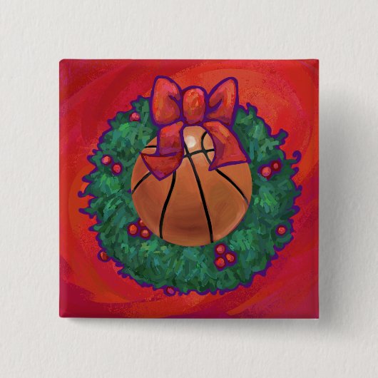 Basketball Inside Kerstmis Vierkante Button 5,1 Cm (Voorkant)
