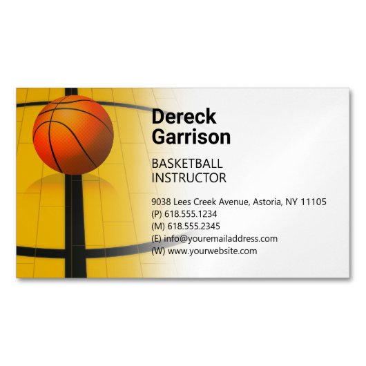 Basketball Instructor | Coach | Trainer Magnetisch Visitekaartje (Voorkant)