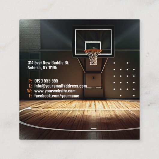 Basketball Instructor | Coach | Trainer Vierkante Visitekaartje (Achterkant)